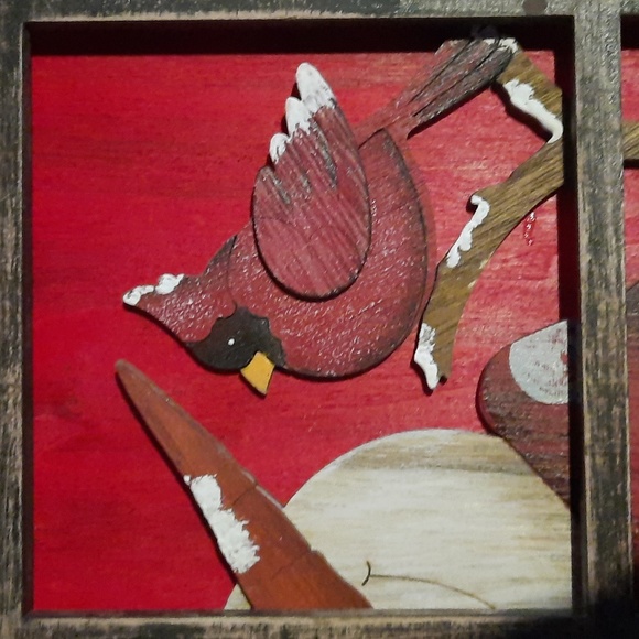 Winter Snowman Cardinal Holiday Christmas Wall Door Hanging Wood Decoration Cute - Picture 5 of 7